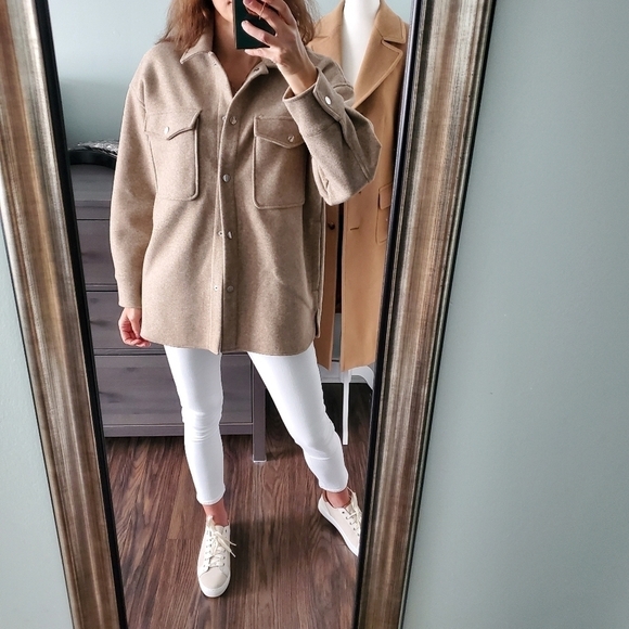 Zara Beige Overcoat Jacket - Picture 2 of 6